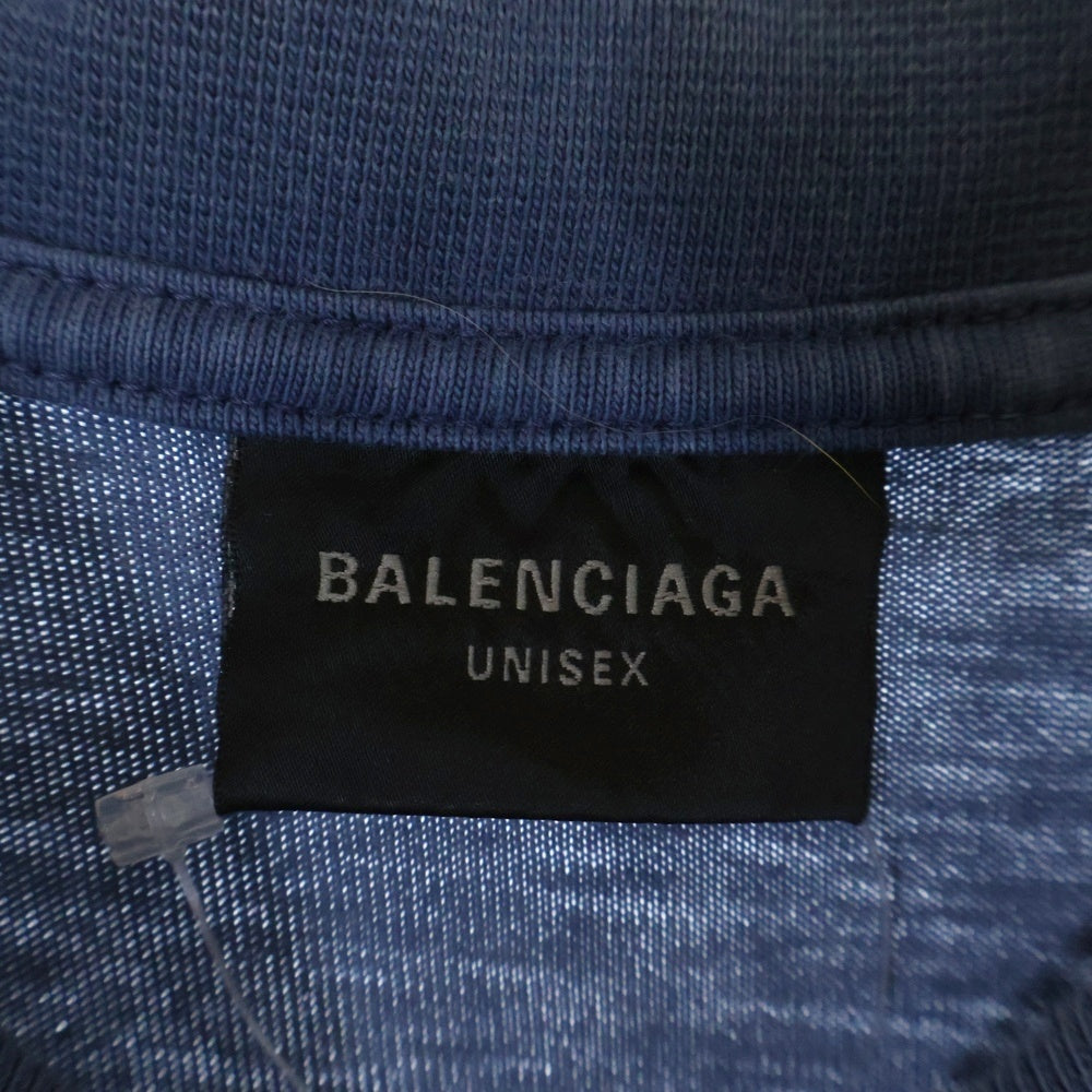 BALENCIAGA(バレンシアガ) 24SS ブランドロゴ刺繍ウォッシュド 半袖Tシャツ カットソー ブルー 764235 TPVK1