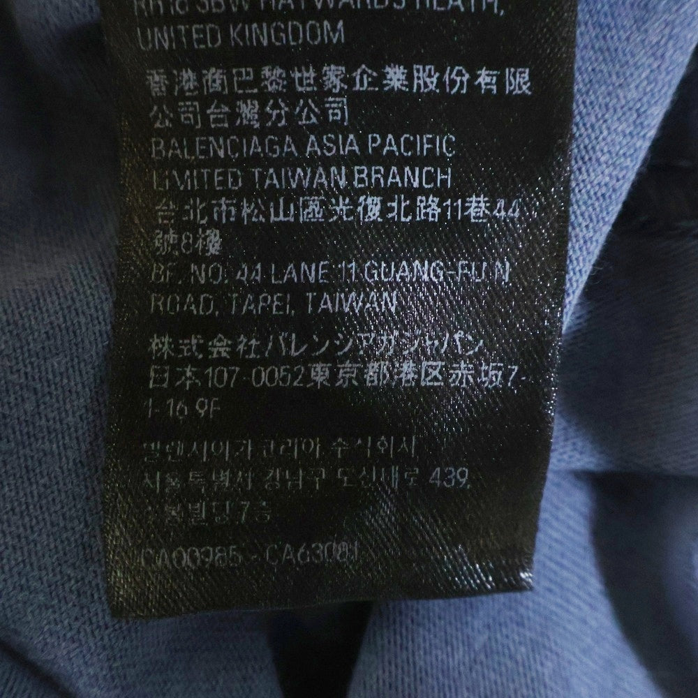 BALENCIAGA(バレンシアガ) 24SS ブランドロゴ刺繍ウォッシュド 半袖Tシャツ カットソー ブルー 764235 TPVK1
