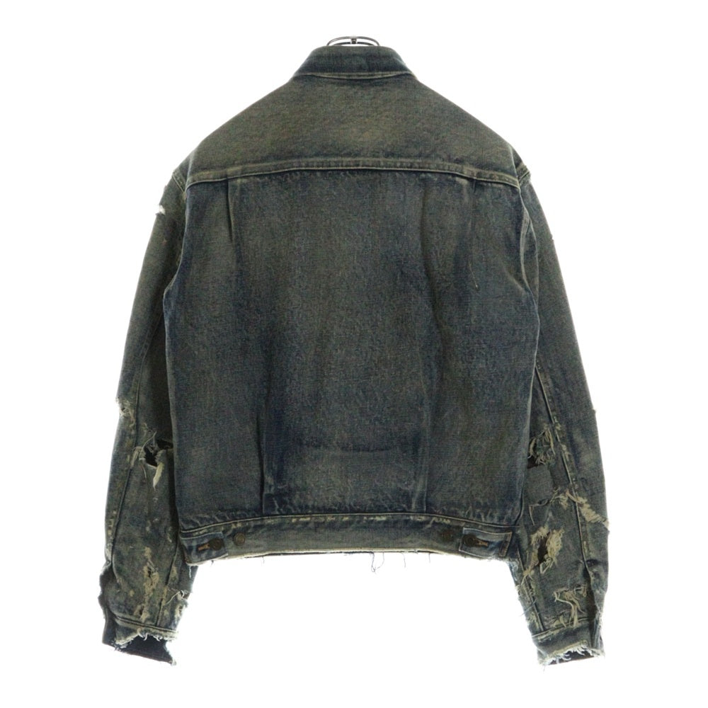 SAINT LAURENT PARIS(サンローランパリ) 21AW デストロイ ダメージ加工 ビンテージ加工 デニムジャケット インディゴ 664366 YE957