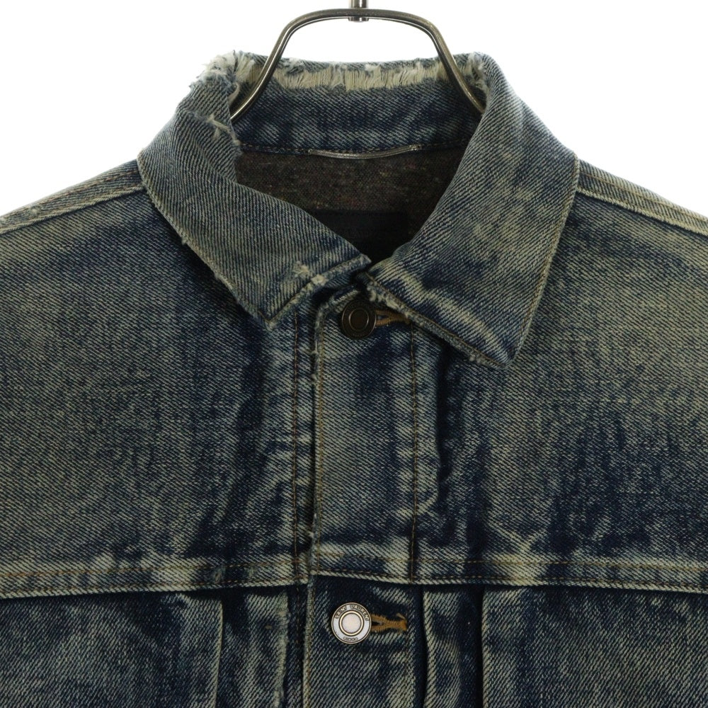 SAINT LAURENT PARIS(サンローランパリ) 21AW デストロイ ダメージ加工 ビンテージ加工 デニムジャケット インディゴ 664366 YE957