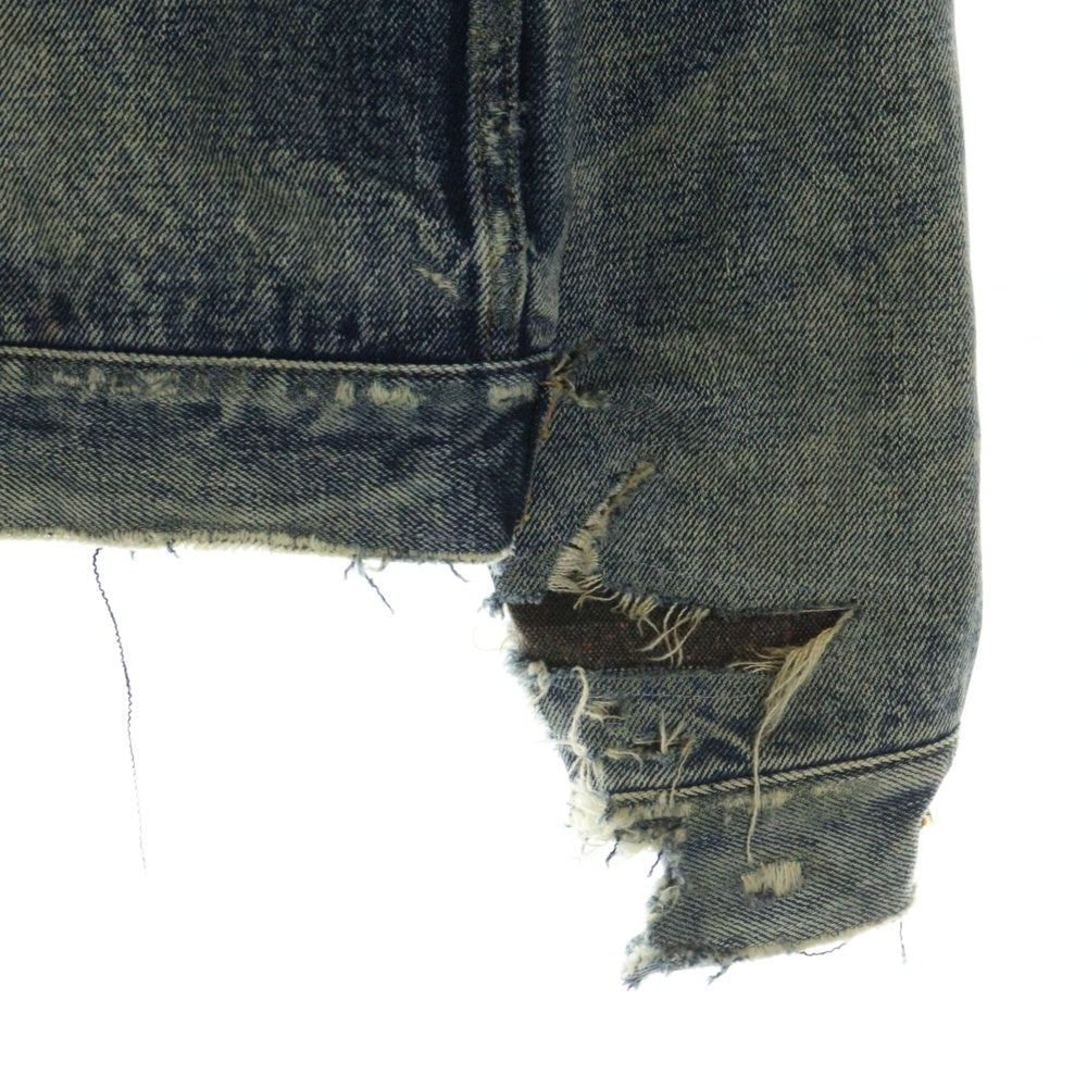 SAINT LAURENT PARIS(サンローランパリ) 21AW デストロイ ダメージ加工 ビンテージ加工 デニムジャケット インディゴ 664366 YE957