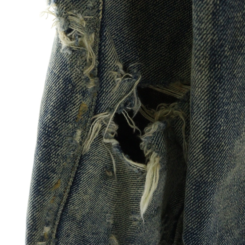 SAINT LAURENT PARIS(サンローランパリ) 21AW デストロイ ダメージ加工 ビンテージ加工 デニムジャケット インディゴ 664366 YE957