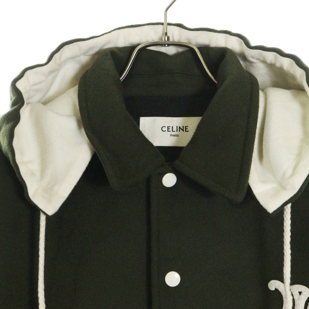 CELINE(セリーヌ) レディース 22AW フード付きトリオンフバーシティブルゾンジャケット カーキ 2V49I6700