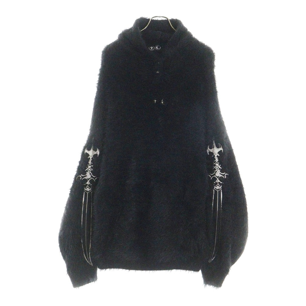 THUG CLUB(サグクラブ) ソード ニット パーカー フーディ プルオーバー Pack Fur Sword Hoodie シャギーニット TC24KN1101