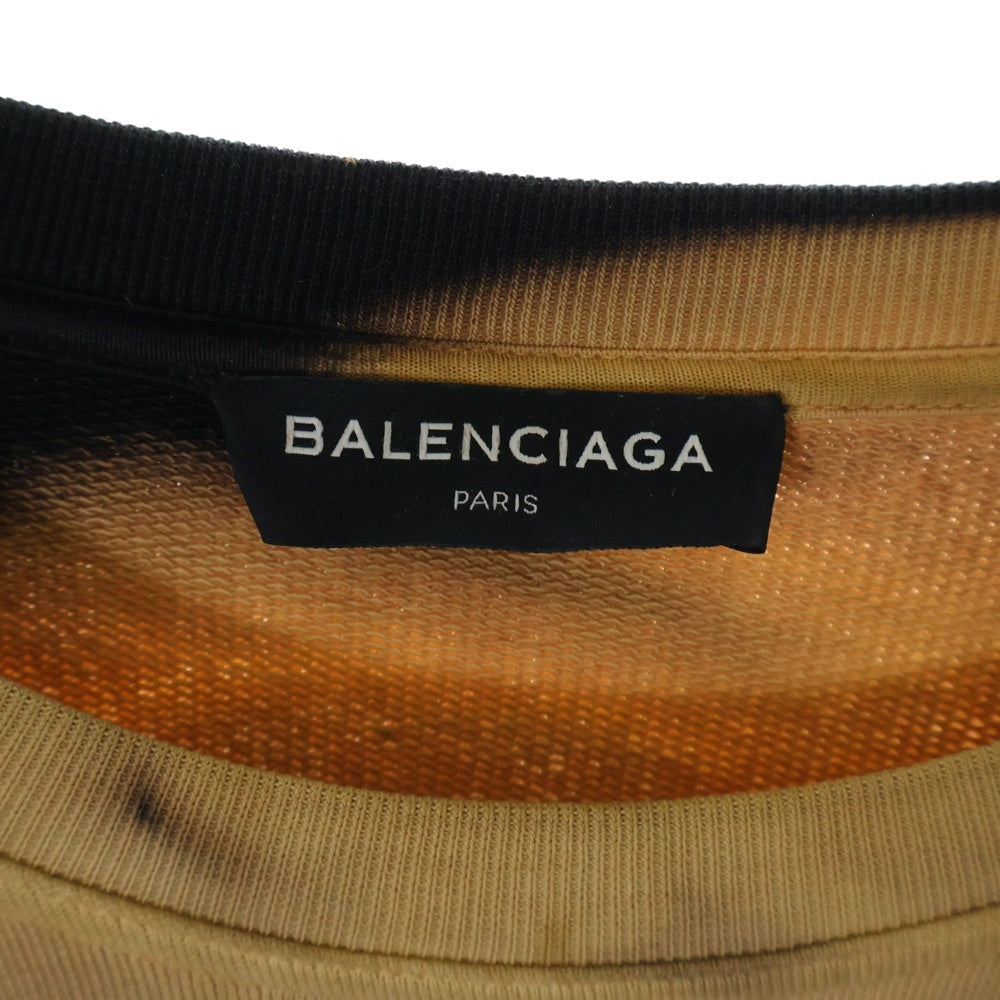 BALENCIAGA(バレンシアガ) 17AW Oversize Bleach Homme Sweater ブリーチ加工HOMME刺繍オーバーサイズスウェット トレーナー ブラック/ブラウン 486095 TWK44