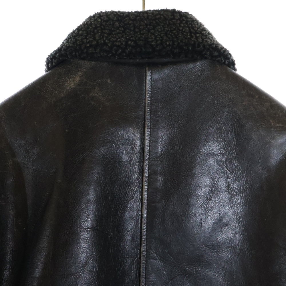 VINTAGE(ヴィンテージ) OLD GAP 紺タグ 襟ボア 裏地キルティング ヴィンテージ ジップアップレザージャケット ブラウン 366542