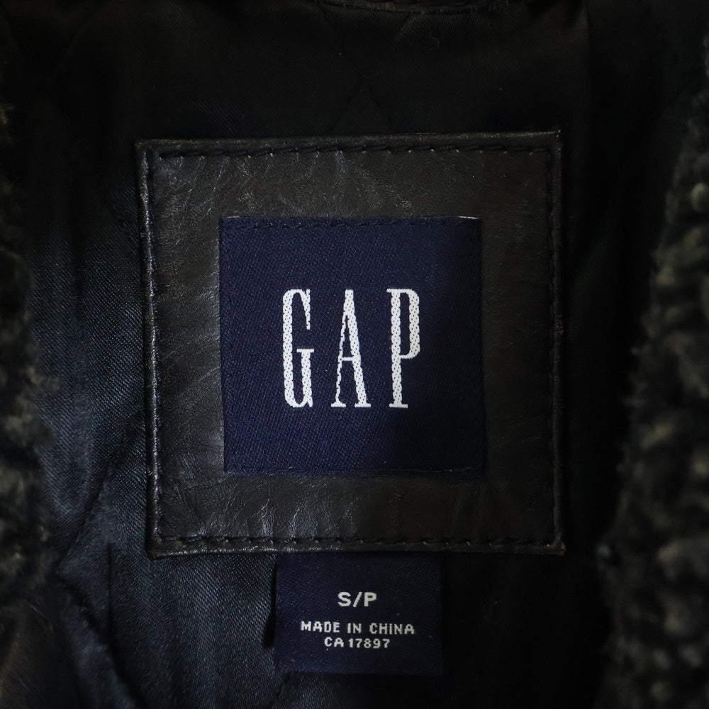 VINTAGE(ヴィンテージ) OLD GAP 紺タグ 襟ボア 裏地キルティング ヴィンテージ ジップアップレザージャケット ブラウン 366542