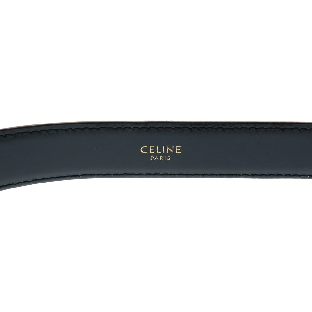 CELINE(セリーヌ) ブランドロゴ トリオンフ スムースカーフスキンレザー ベルト ブラック/ゴールド
