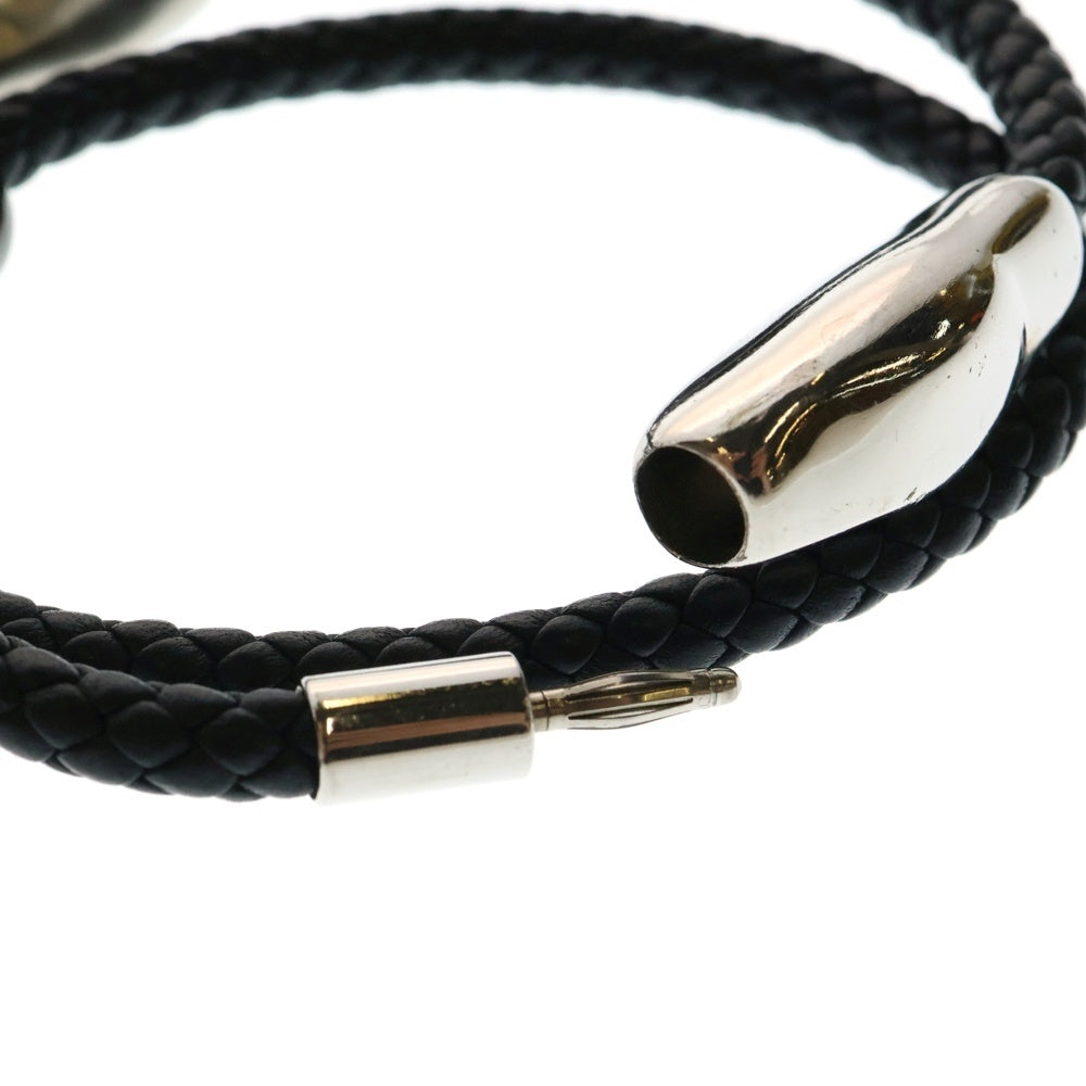 HERMES(エルメス) ウェーブダブル レザー ブレスレット ブラック/シルバー
