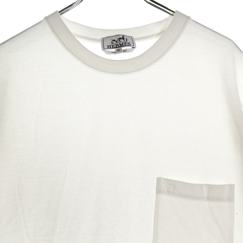 HERMES(エルメス) H刺繍 ポケット Tシャツ コットン ホワイト 32-5705