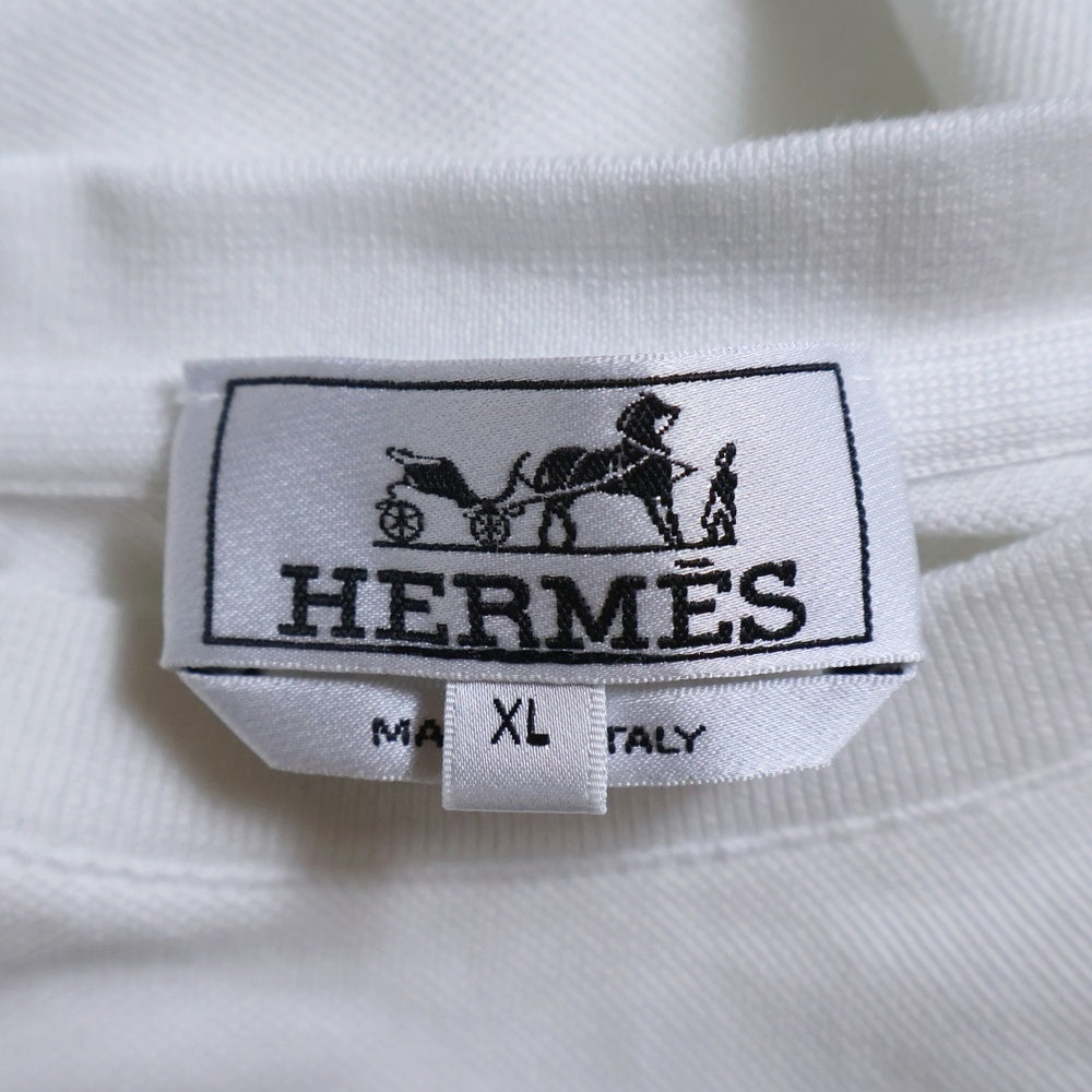 HERMES(エルメス) H刺繍 ポケット Tシャツ コットン ホワイト 32-5705