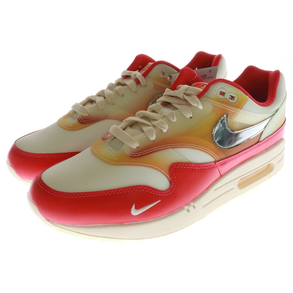 NIKE(ナイキ) WMNS AIR MAX 1 87 PRM Soft Vinyl FN7683-133 ウィメンズ エアマックス ローカットスニーカー ソフトビニール ホワイト/レッド US10.5/27.5cm