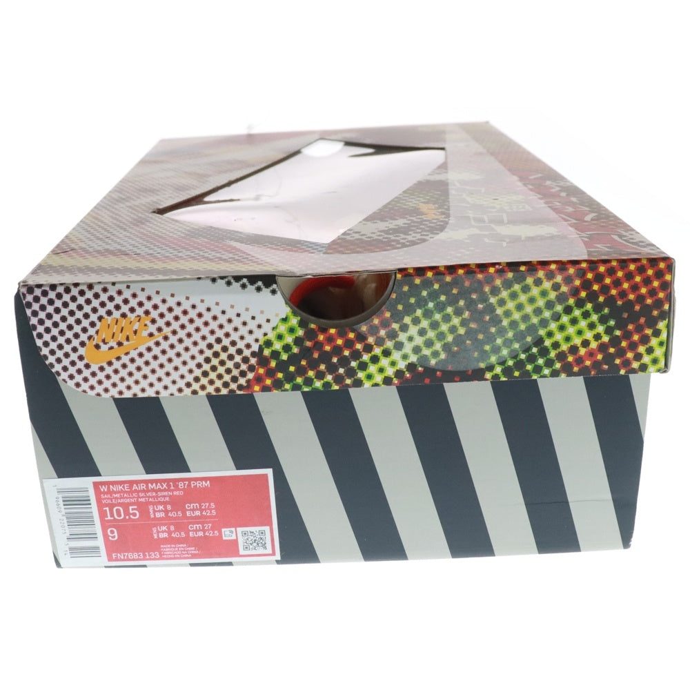 NIKE(ナイキ) WMNS AIR MAX 1 87 PRM Soft Vinyl FN7683-133 ウィメンズ エアマックス ローカットスニーカー ソフトビニール ホワイト/レッド US10.5/27.5cm