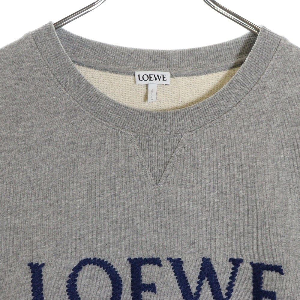 LOEWE(ロエベ) ロゴ刺繍 クルーネック長袖スウェットトレーナー H526Y24J26 グレー