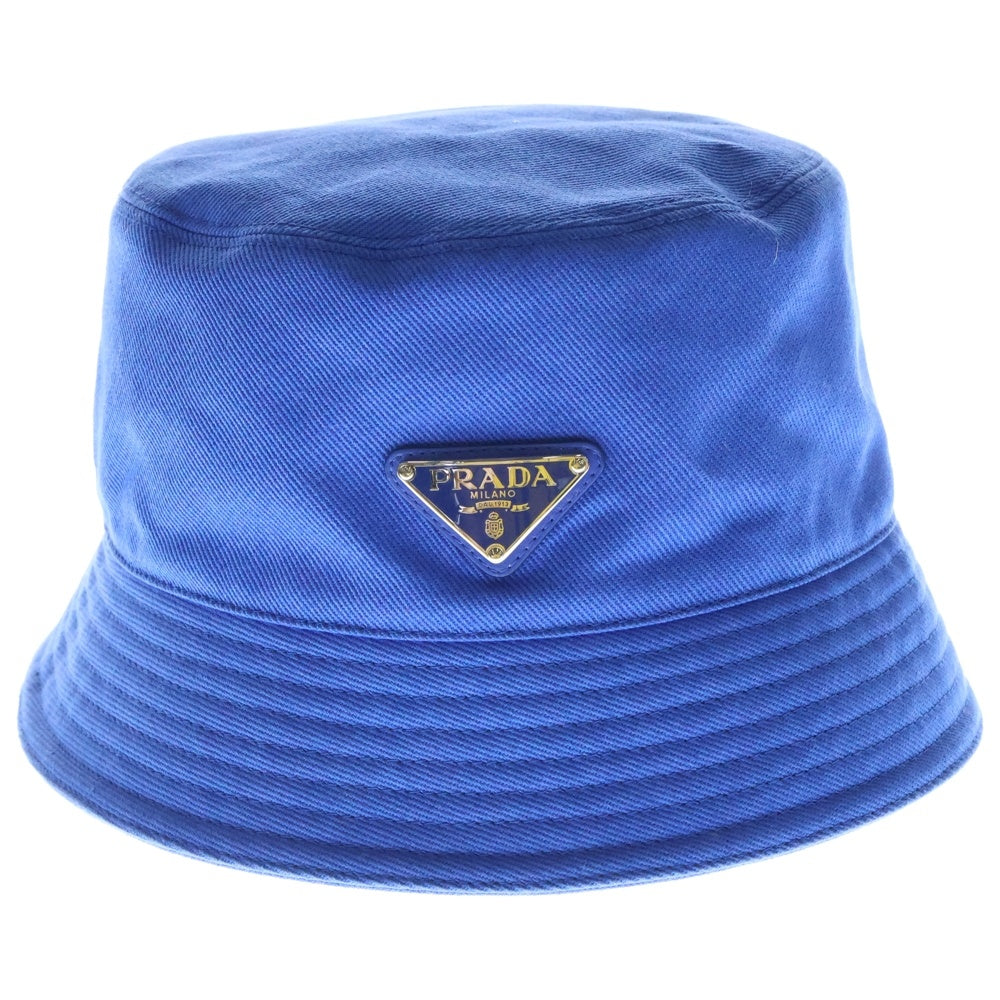 PRADA(プラダ) トライアングルプレートロゴ コットンドリルバケットハット 帽子 2HC137 2DXI ブルー