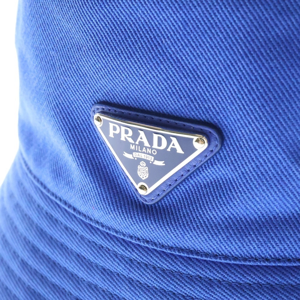 PRADA(プラダ) トライアングルプレートロゴ コットンドリルバケットハット 帽子 2HC137 2DXI ブルー