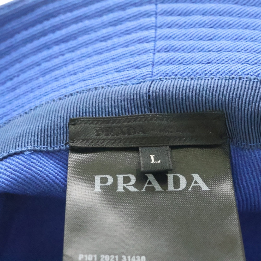 PRADA(プラダ) トライアングルプレートロゴ コットンドリルバケットハット 帽子 2HC137 2DXI ブルー