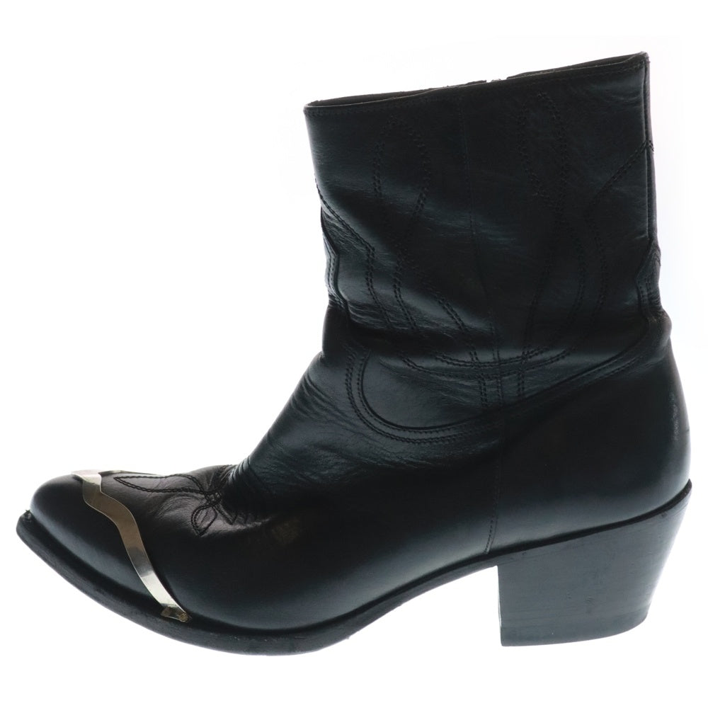 CELINE(セリーヌ) Zipped Boot w/Metal Toe Cap 50 Calfskin メタルトゥキャップジップアップ ウェスタンレザーブーツ ブラック