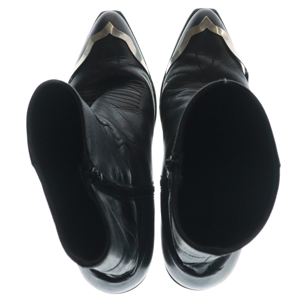 CELINE(セリーヌ) Zipped Boot w/Metal Toe Cap 50 Calfskin メタルトゥキャップジップアップ ウェスタンレザーブーツ ブラック