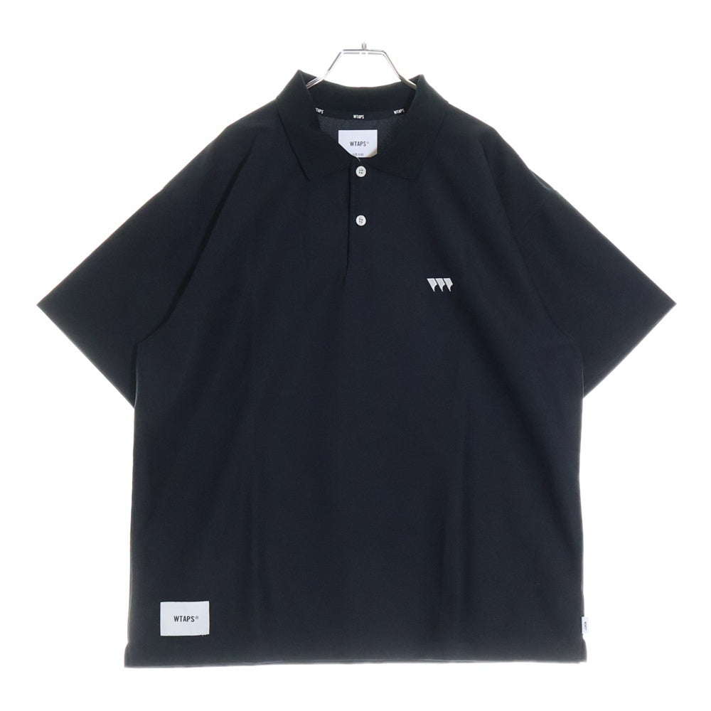 WTAPS(ダブルタップス) 25SS ACADEMY 02 SS POLY 251ATDT-CSM29 ロゴ刺繍 半袖ポロシャツ ブラック