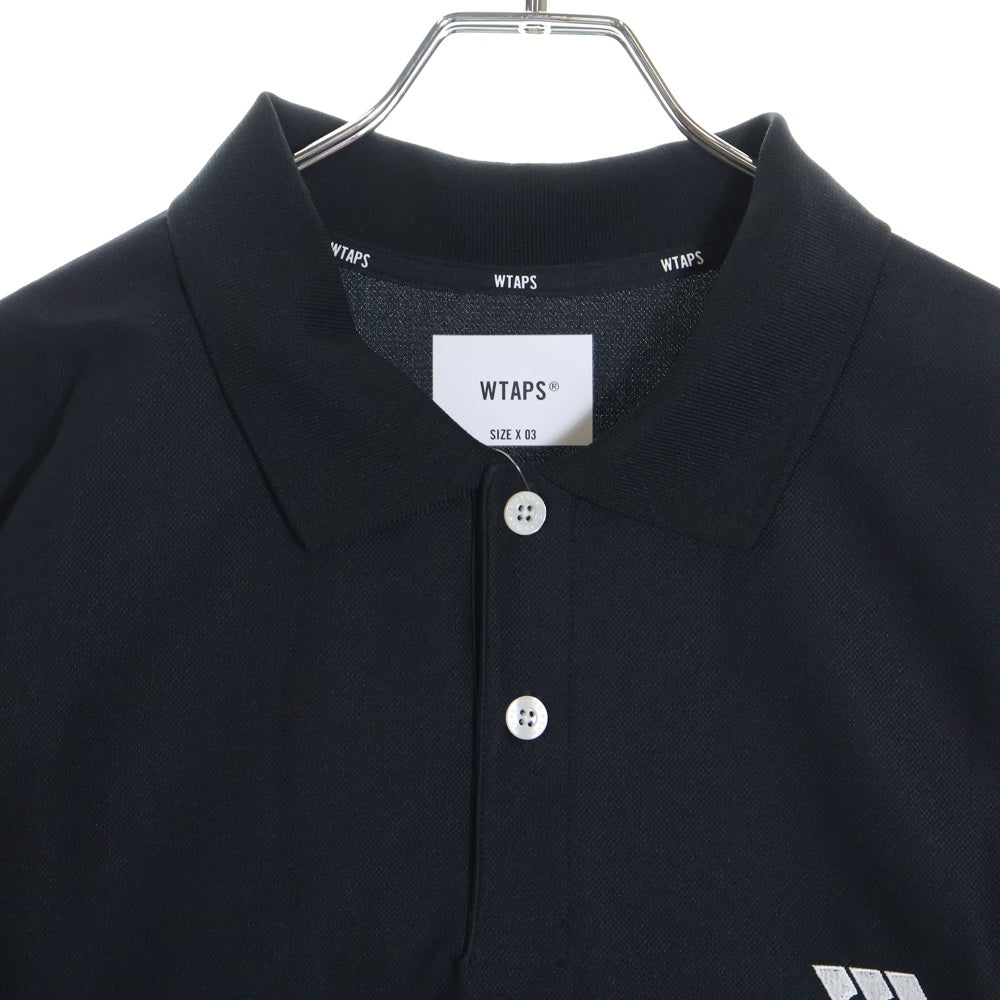 WTAPS(ダブルタップス) 25SS ACADEMY 02 SS POLY 251ATDT-CSM29 ロゴ刺繍 半袖ポロシャツ ブラック