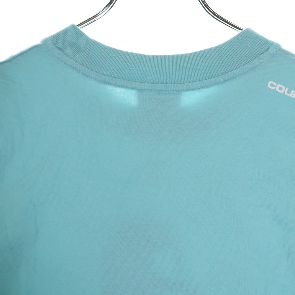 COURREGES(クレージュ) Shell Logo Dry Cotton Tee 123JTO142JS0058B060 ロゴプリント クロップド 半袖Tシャツ カットソー レディース ブルー