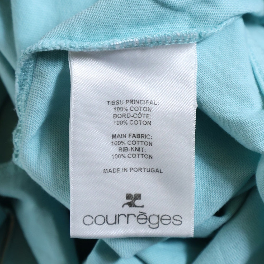 COURREGES(クレージュ) Shell Logo Dry Cotton Tee 123JTO142JS0058B060 ロゴプリント クロップド 半袖Tシャツ カットソー レディース ブルー