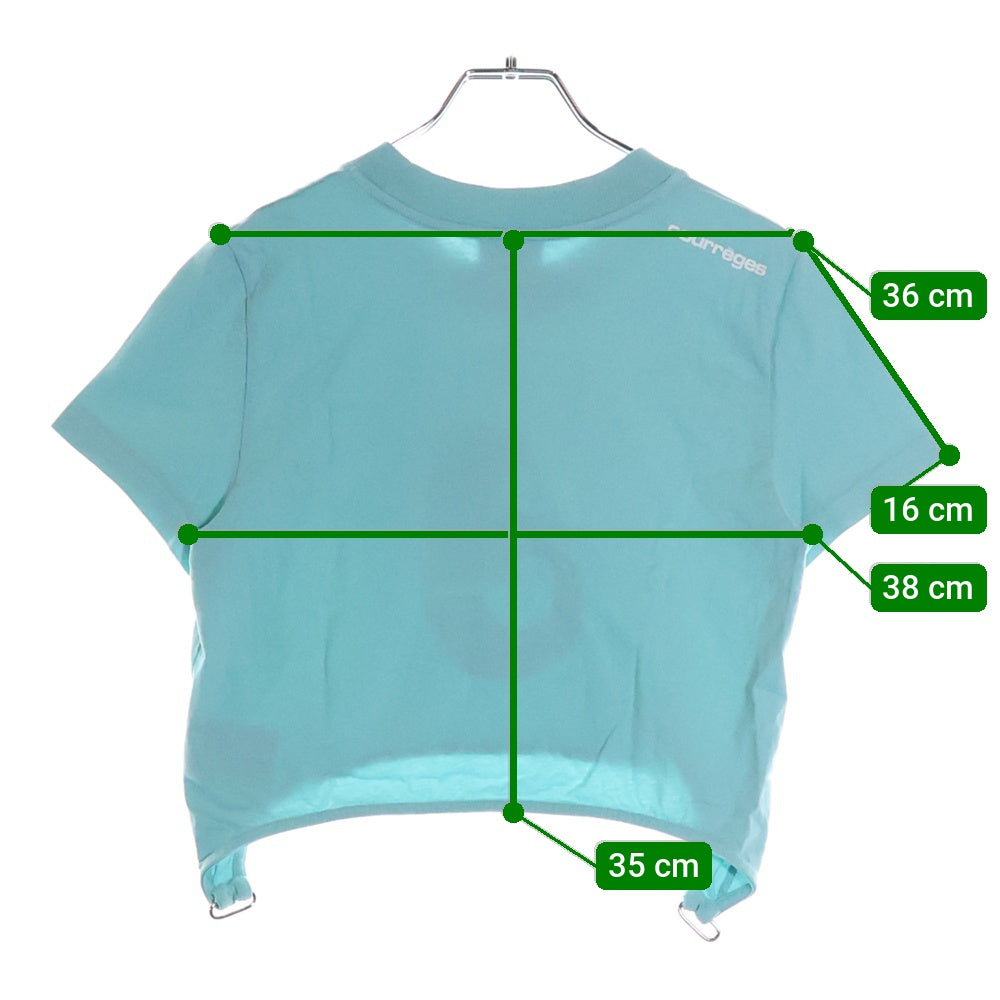COURREGES(クレージュ) Shell Logo Dry Cotton Tee 123JTO142JS0058B060 ロゴプリント クロップド 半袖Tシャツ カットソー レディース ブルー