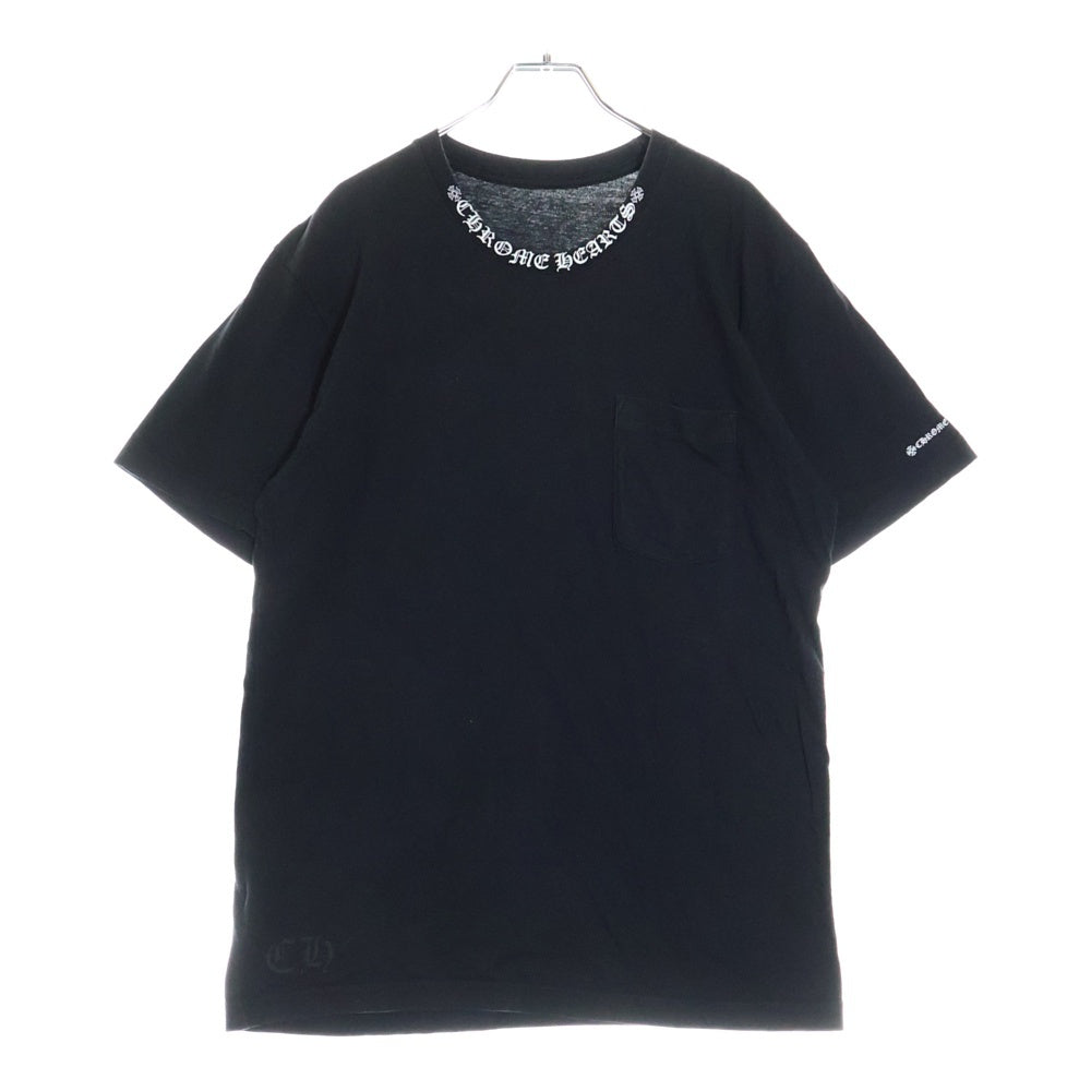 CHROME HEARTS(クロムハーツ) CH T-SHRT 1 ネックロゴプリント クルーネック半袖Tシャツ カットソー ブラック