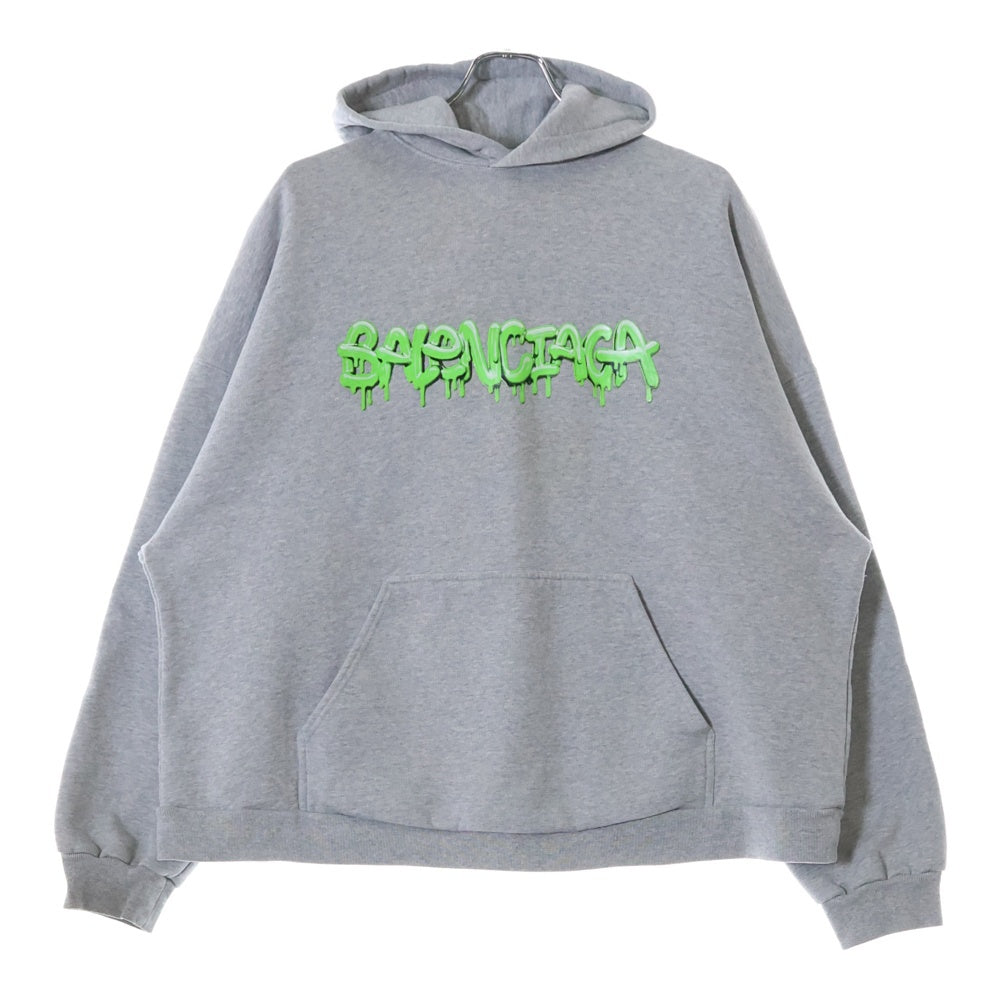 BALENCIAGA(バレンシアガ) 22SS SLIME HOODIE 674986 TLVF2 スライムペイントロゴ プルオーバー フーディパーカー グレー