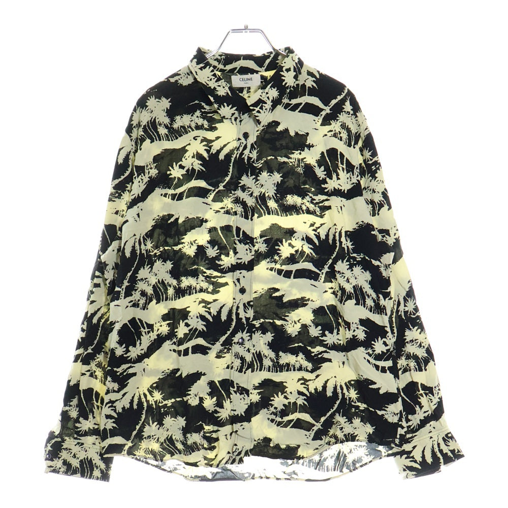 CELINE(セリーヌ) 23SS パームタイガープリントビスコース長袖シャツ 2C813275U イエロー/ブラック