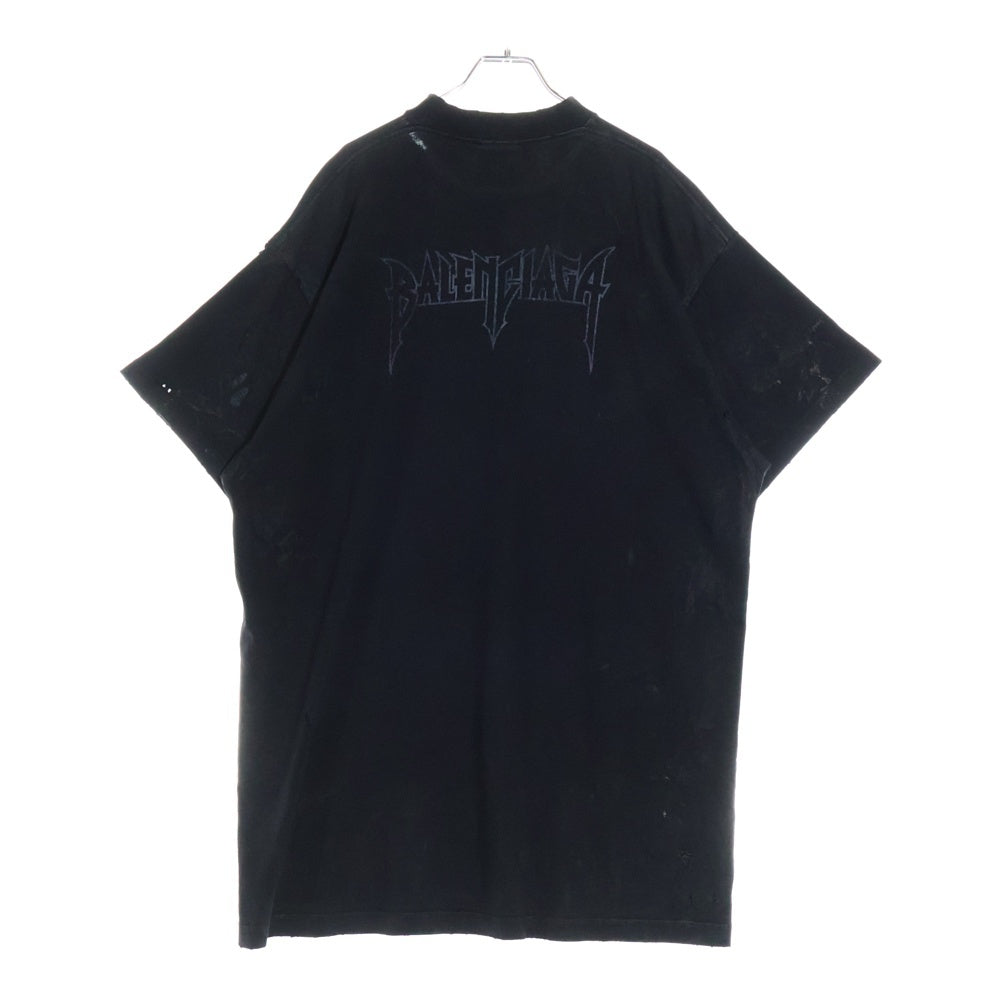 BALENCIAGA(バレンシアガ) Paris Moon Oversized Tee 739028 TQVX6 パリスムーン ダメージ加工 オーバーサイズ半袖Tシャツ ブラック