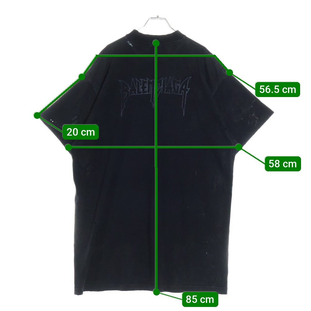 BALENCIAGA(バレンシアガ) Paris Moon Oversized Tee 739028 TQVX6 パリスムーン ダメージ加工 オーバーサイズ半袖Tシャツ ブラック