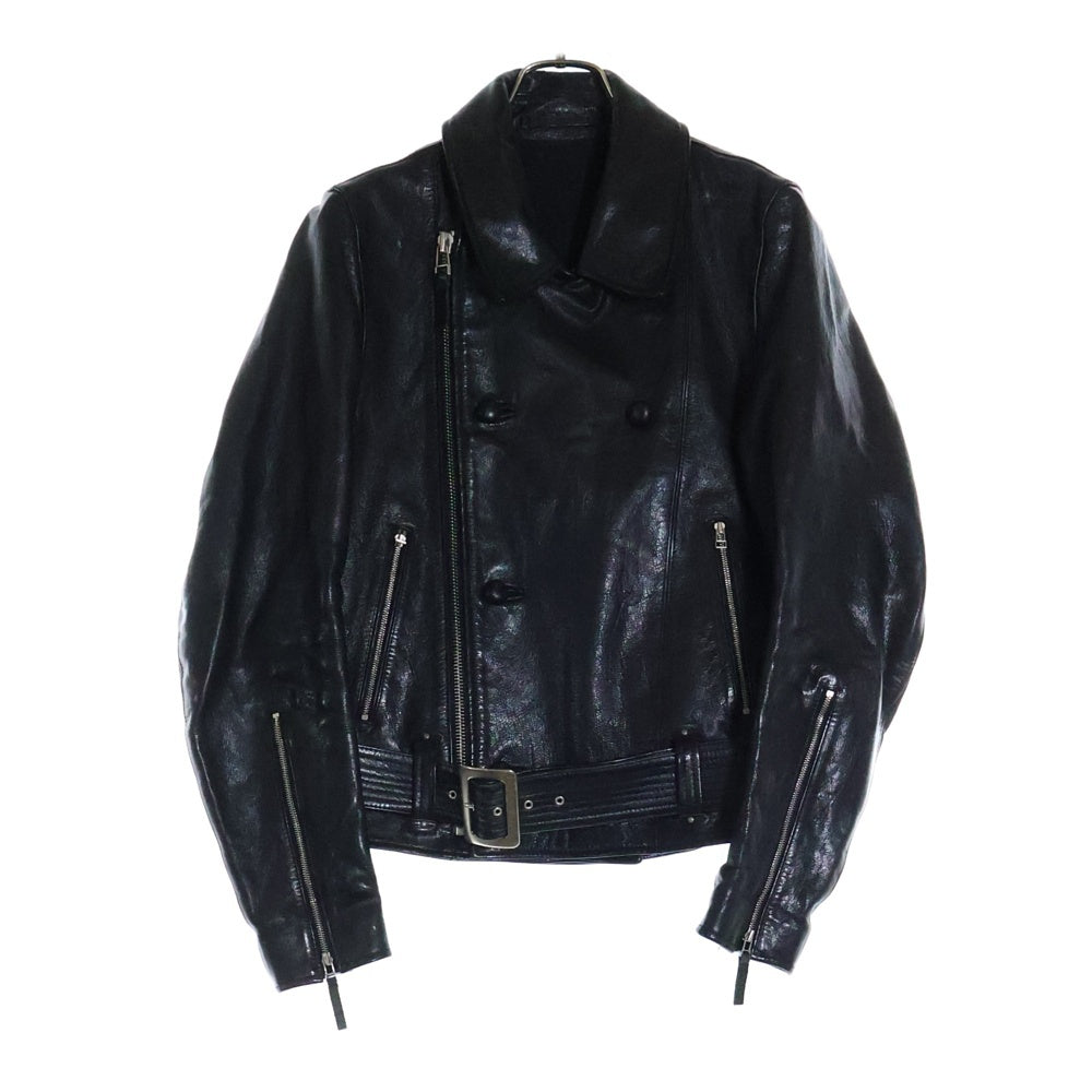 HELMUT LANG(ヘルムートラング) ラムレザー ダブルライダースジップアップジャケット ブラック