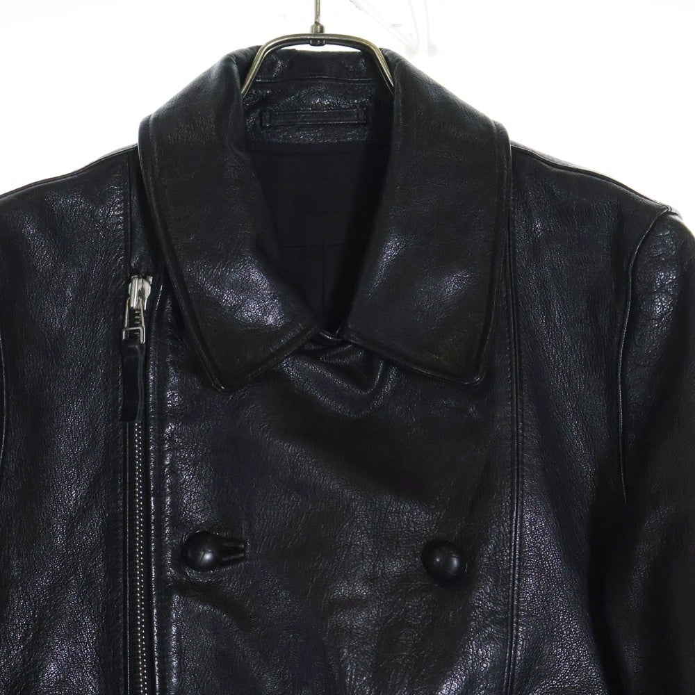 HELMUT LANG(ヘルムートラング) ラムレザー ダブルライダースジップアップジャケット ブラック