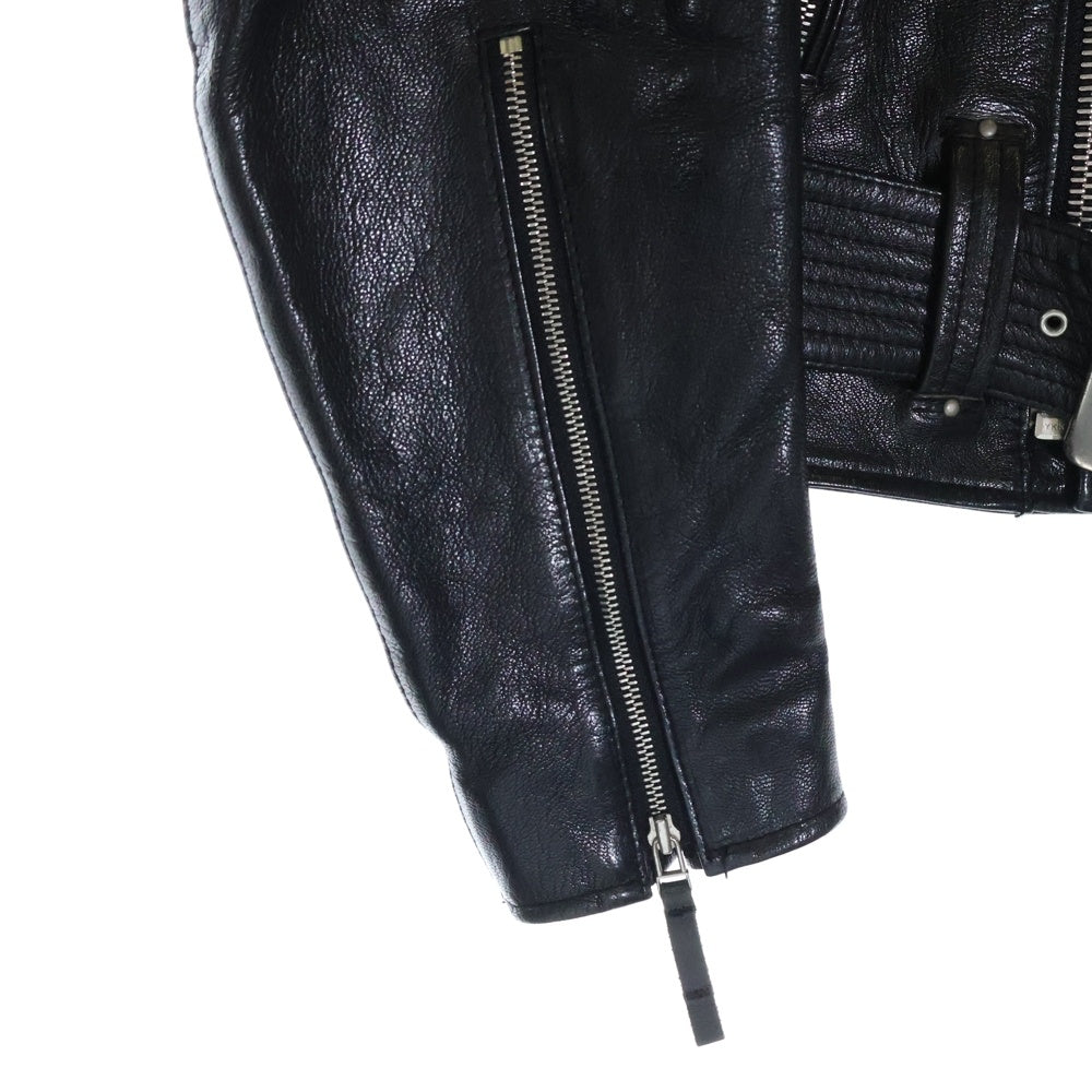 HELMUT LANG(ヘルムートラング) ラムレザー ダブルライダースジップアップジャケット ブラック
