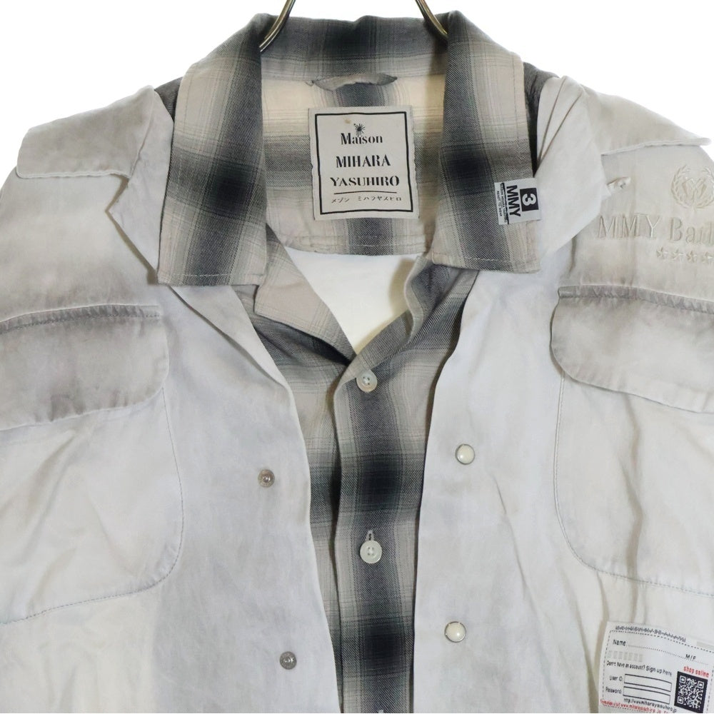 MIHARA YASUHIRO(ミハラヤスヒロ) 24SS Double Layered Half-sleeve Shirt ダブルレイヤード 半袖シャツ グレー A12SH071