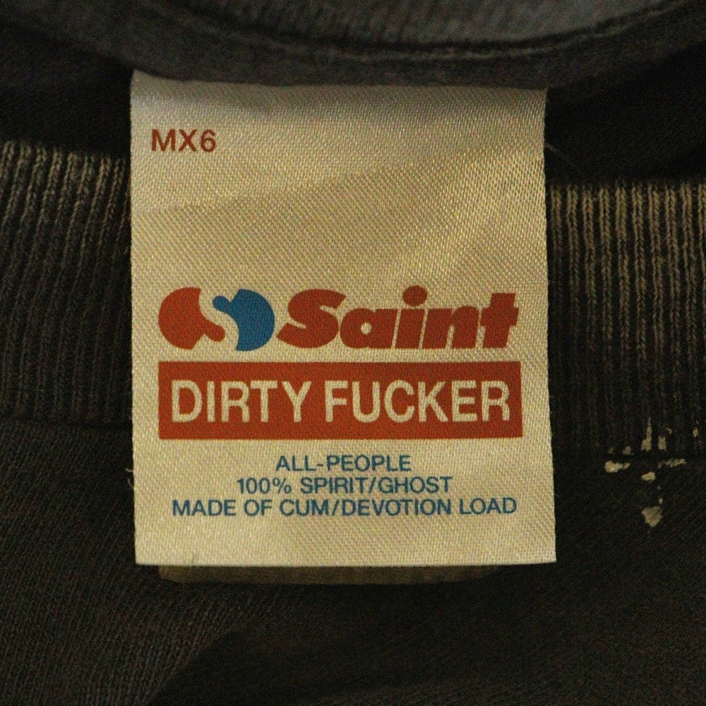SAINT MICHAEL(セントマイケル) 25SS BTM SS TEE DARKNIGHT SM-HR8-0000-C54 ヴィンテージ加工ダークナイトプリント クルーネック半袖Tシャツ ブラック