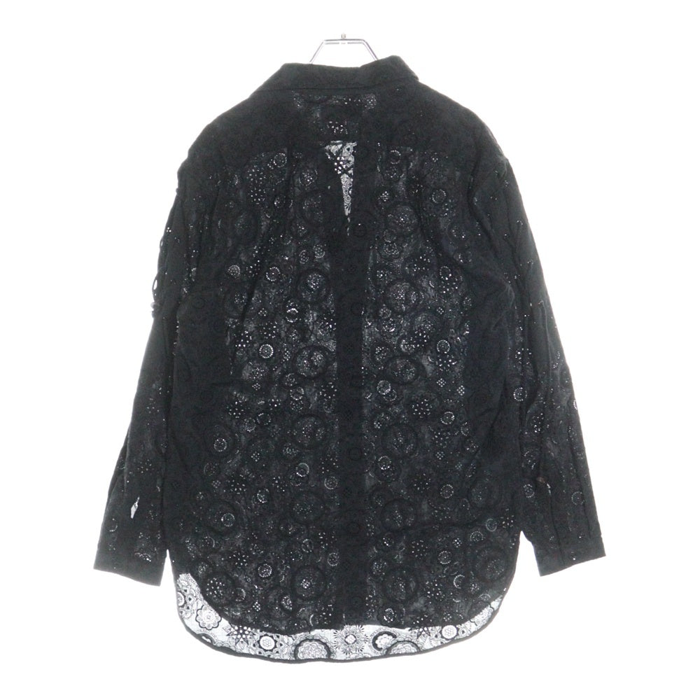 SAINT LAURENT PARIS(サンローランパリ) 刺繍レース ボタンアップ長袖シャツ 548963 Y031U ブラック