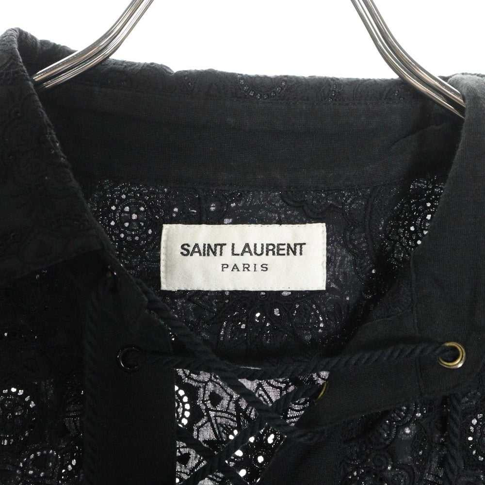 SAINT LAURENT PARIS(サンローランパリ) 刺繍レース ボタンアップ長袖シャツ 548963 Y031U ブラック
