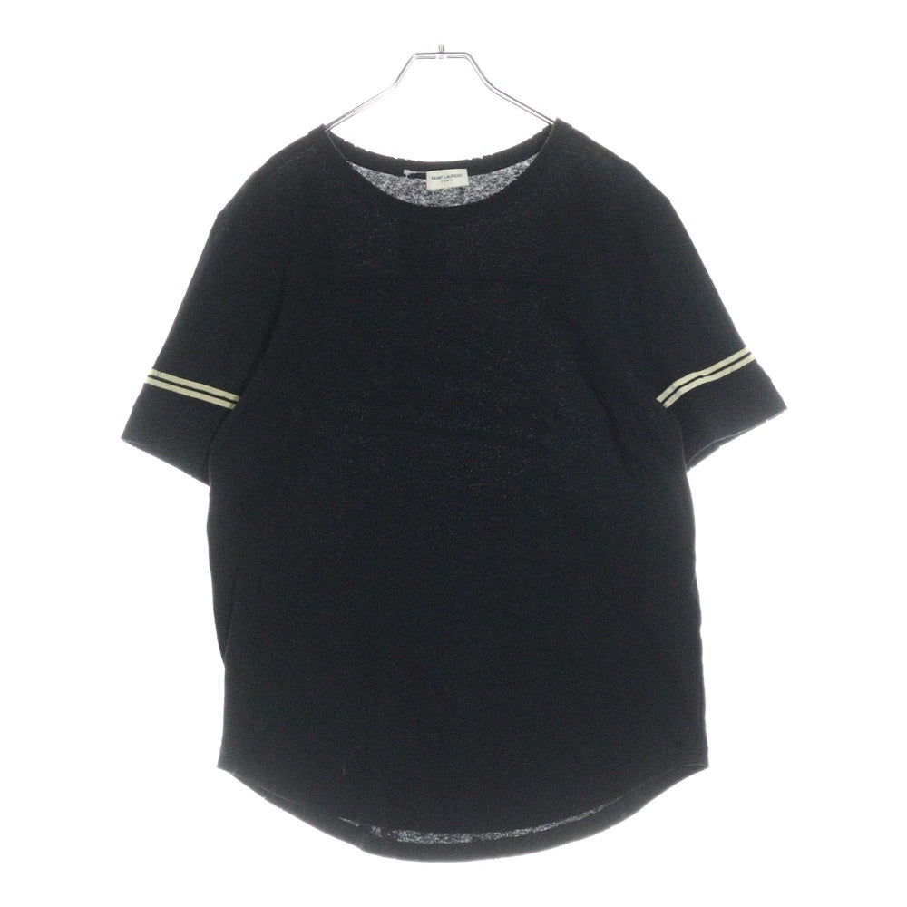 SAINT LAURENT PARIS(サンローランパリ) Signature Destroyed Tee 624992 YBUW2 ダメージ加工 バックロゴ 半袖Tシャツ ブラック