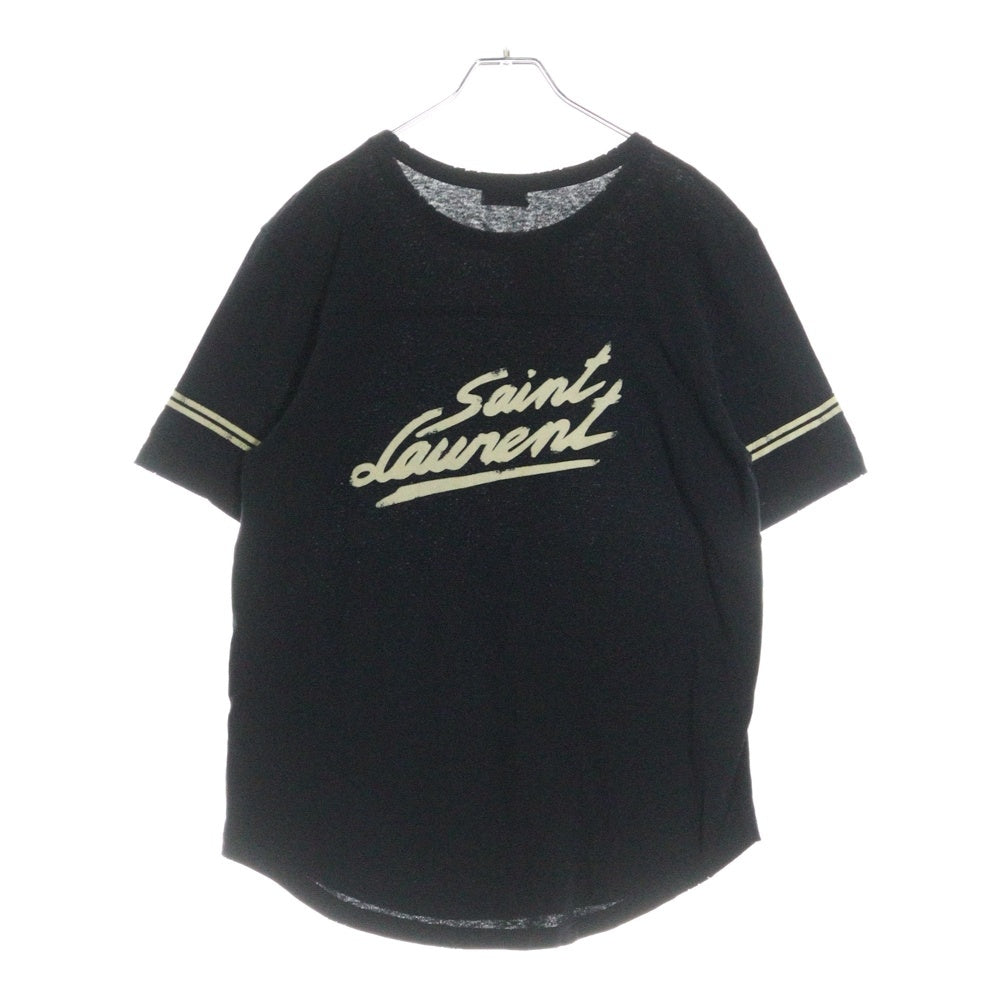 SAINT LAURENT PARIS(サンローランパリ) Signature Destroyed Tee 624992 YBUW2 ダメージ加工 バックロゴ 半袖Tシャツ ブラック