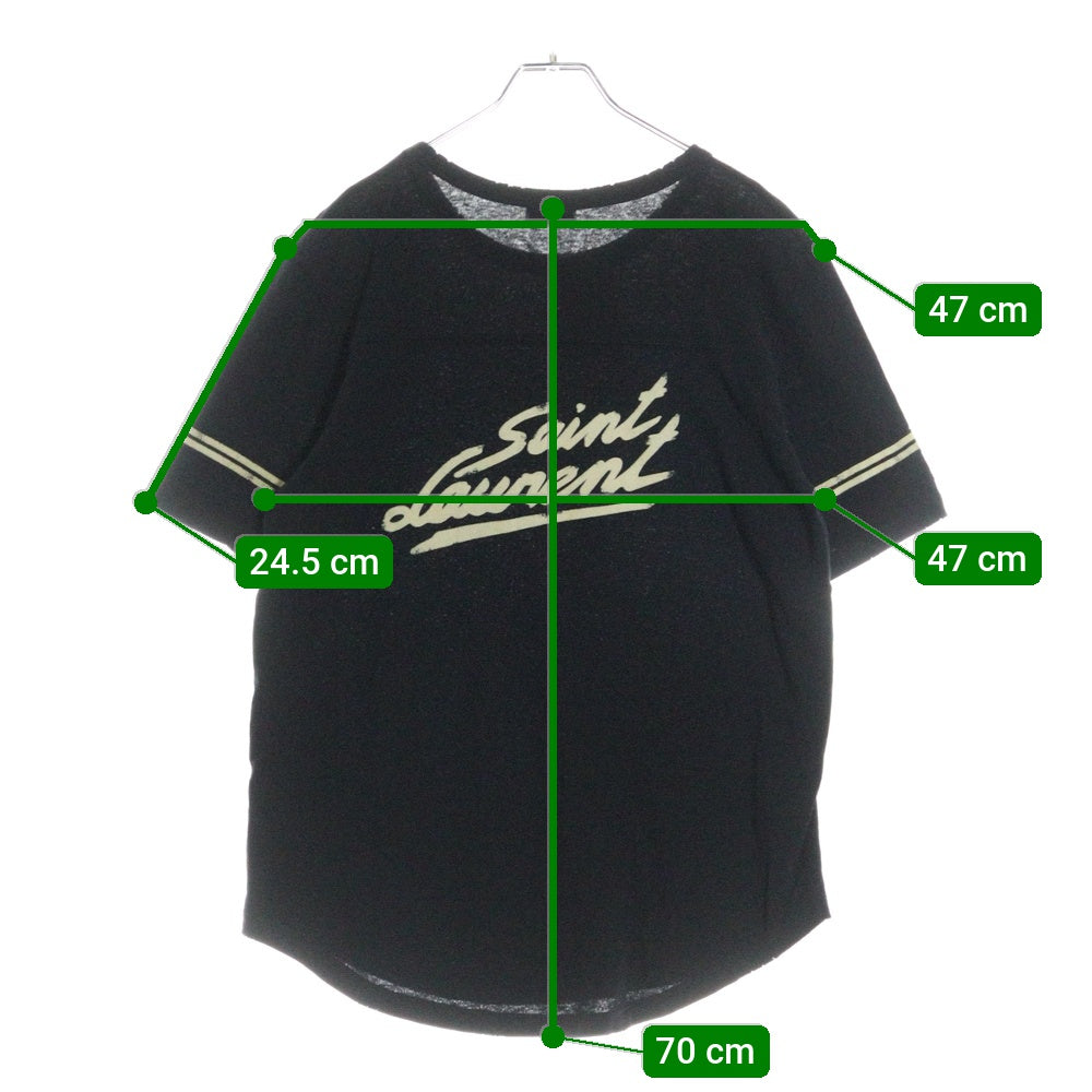 SAINT LAURENT PARIS(サンローランパリ) Signature Destroyed Tee 624992 YBUW2 ダメージ加工 バックロゴ 半袖Tシャツ ブラック