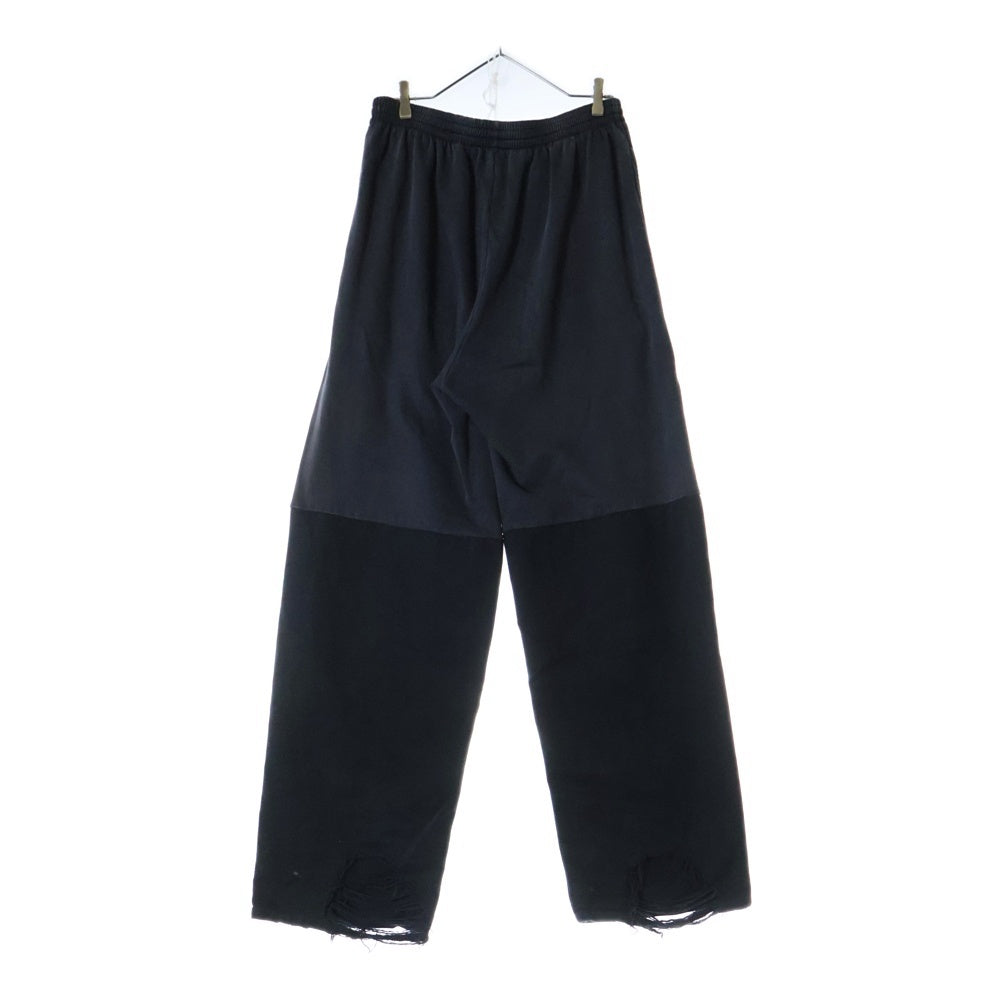 BALENCIAGA(バレンシアガ) ダメージ加工 スウェットドッキング オーバーサイズデニムパンツ 745264 TNW11 グレー/ブラック