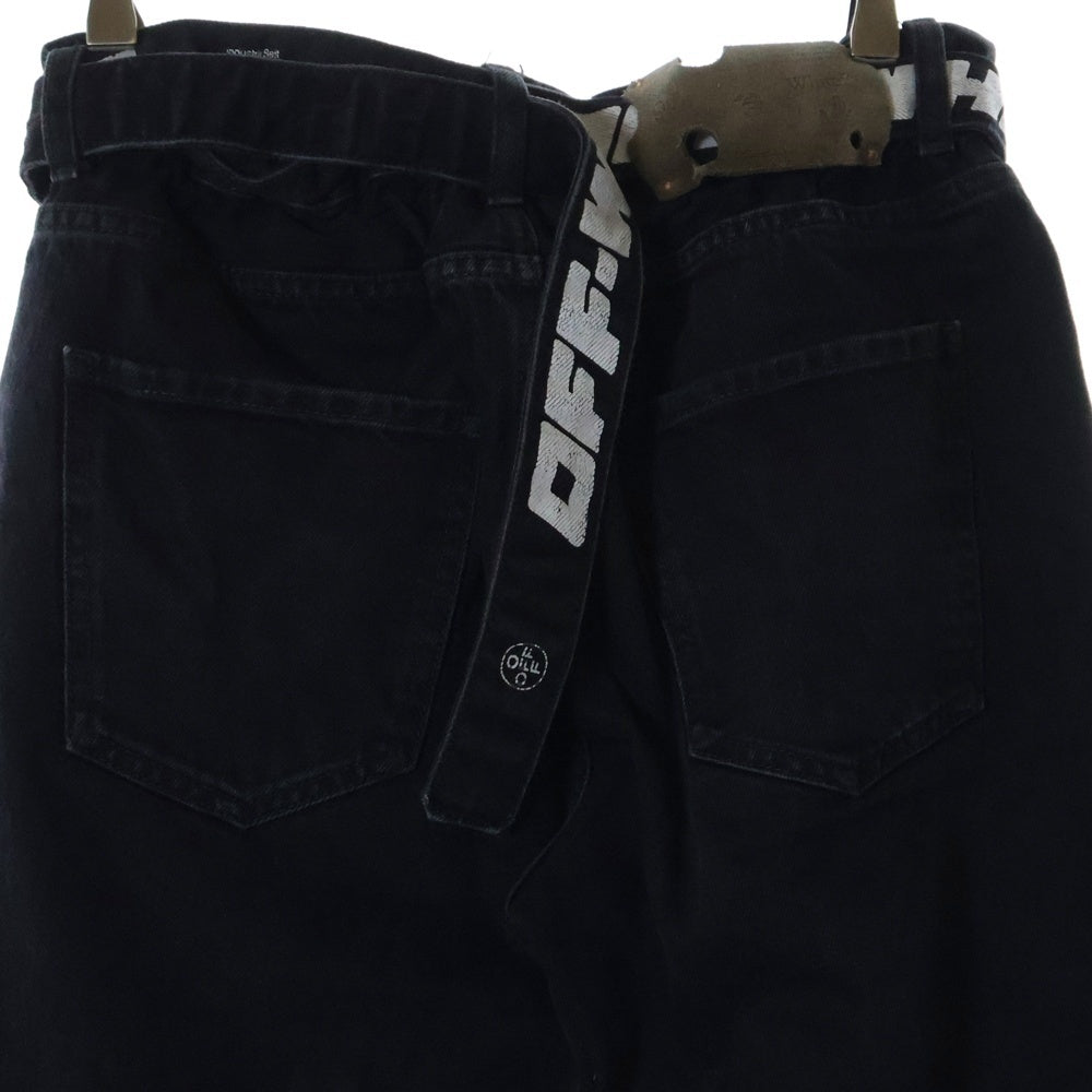 OFF-WHITE(オフホワイト) 21SS ベルテッド ストレートデニムパンツ OMYA005S21DEN003 ブラック