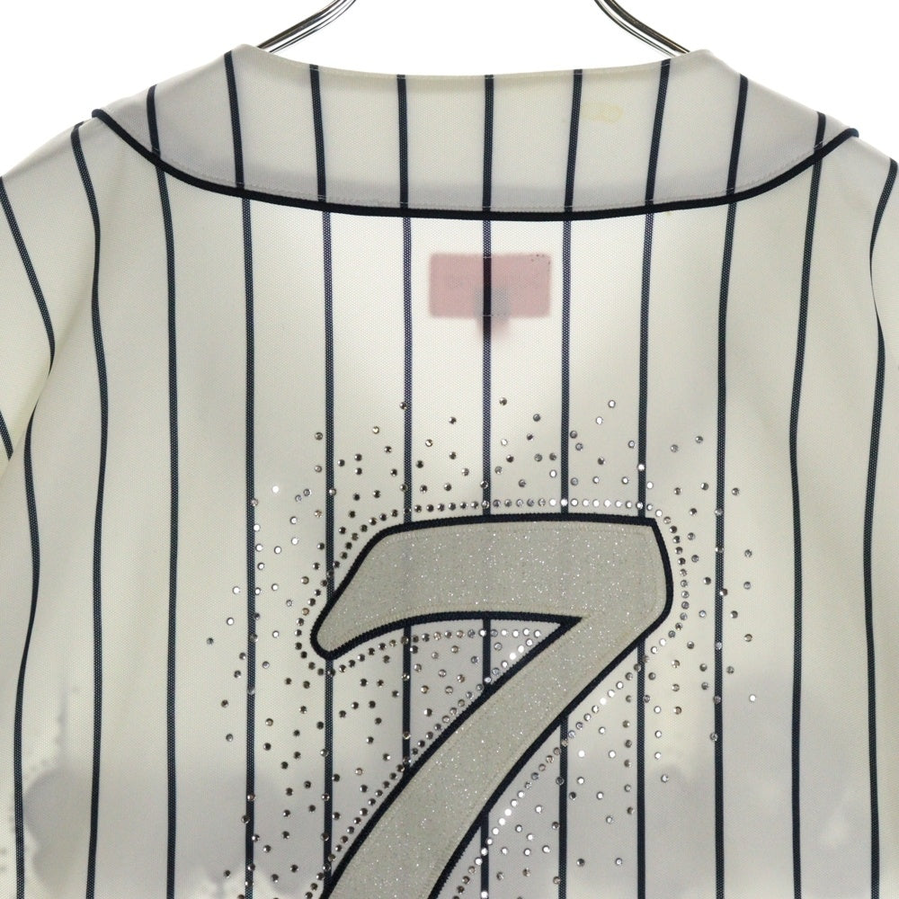 SUPREME(シュプリーム) 20SS Rhinestone Baseball Jersey ラインストーンロゴベースボール半袖シャツ ホワイト