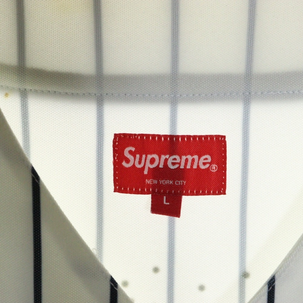 SUPREME(シュプリーム) 20SS Rhinestone Baseball Jersey ラインストーンロゴベースボール半袖シャツ ホワイト