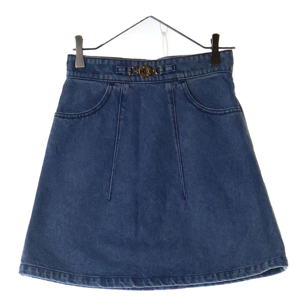 PATOU(パトゥー) ロゴ バックファスナー コットンデニム オーガニックコットン Aライン ミニスカート SK0420216640B インディゴブルー