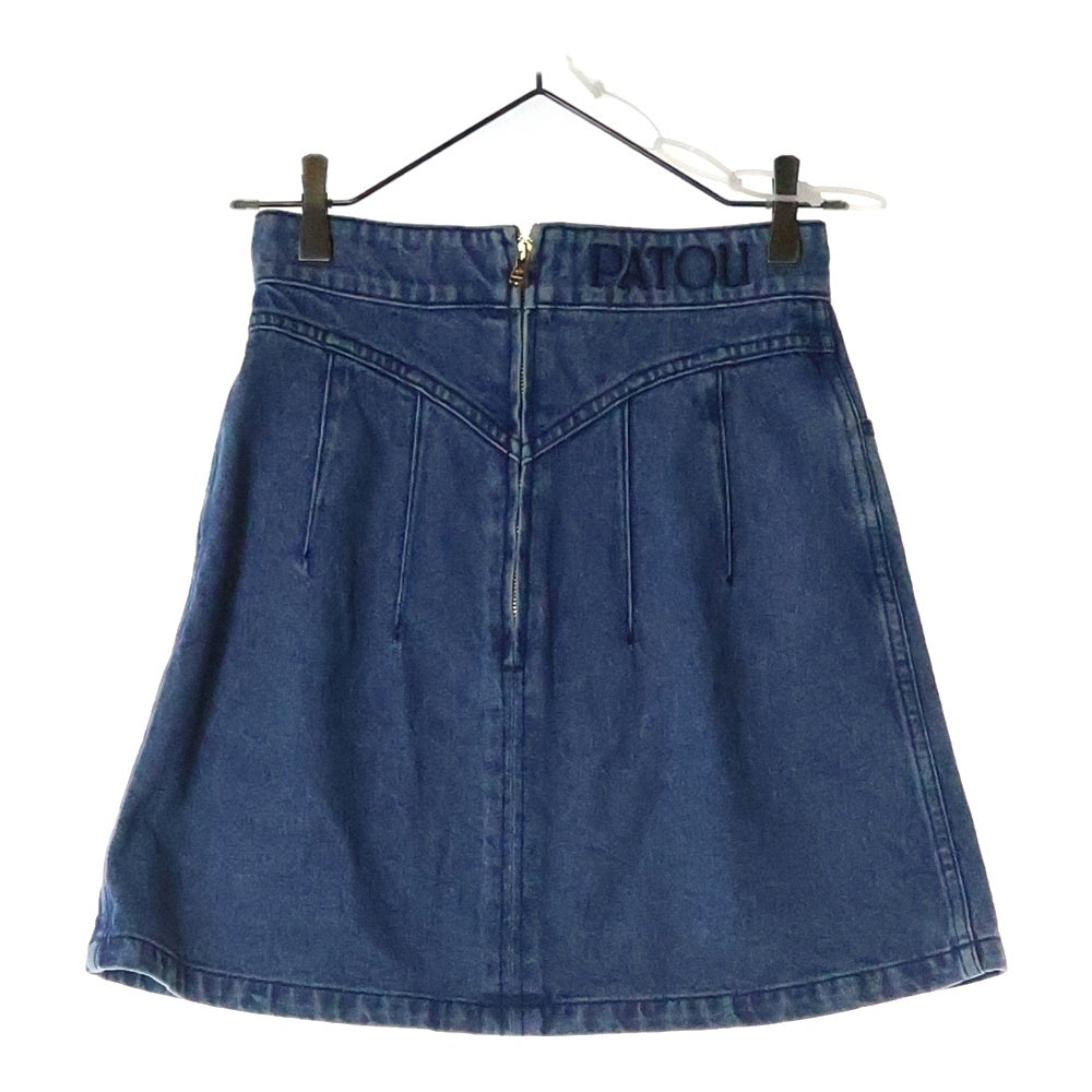 PATOU(パトゥー) ロゴ バックファスナー コットンデニム オーガニックコットン Aライン ミニスカート SK0420216640B インディゴブルー
