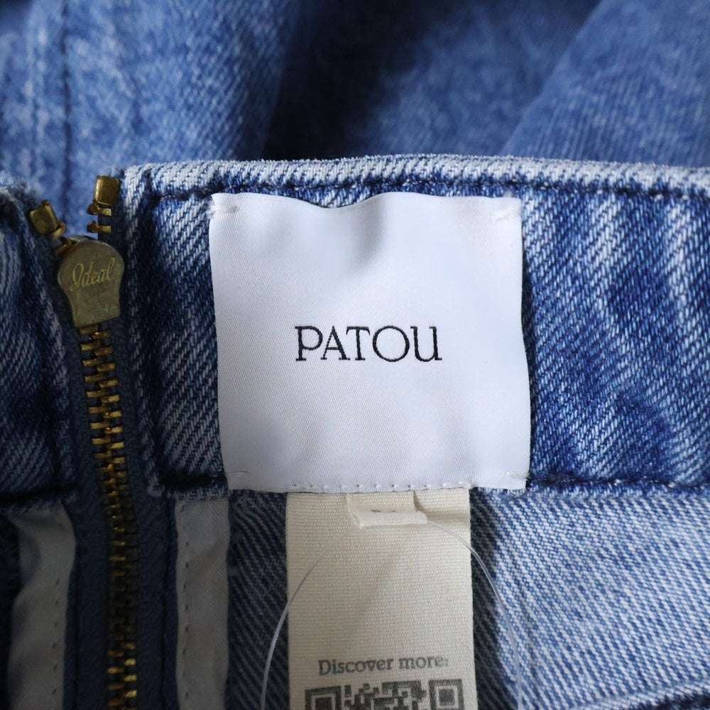 PATOU(パトゥー) ロゴ バックファスナー コットンデニム オーガニックコットン Aライン ミニスカート SK0420216640B インディゴブルー